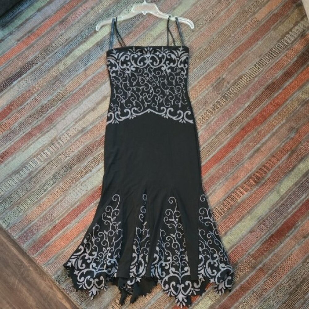 Roberta Bridal Black and Silver Midi Dress